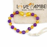 Child Violet Sparkle Honey Amethyst Baltic Amber Anklet Love Amber X