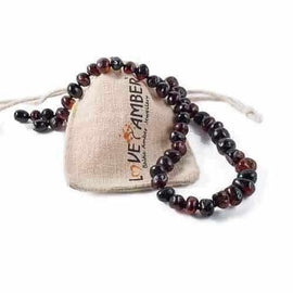 Childs Blackforest Polished Dark Cherry Black Baltic Amber Bead Necklace Love Amber X
