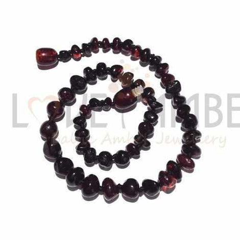 Childs Blackforest Polished Dark Cherry Black Baltic Amber Bead Necklace Love Amber X