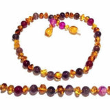 Childs Emily Honey Baltic Amber Amethyst Purple Pink Agate Gemstone Necklace Love Amber X