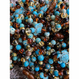 Childs Koopa Blue Turtle Jasper and Polished Rainbow Mixed Baltic Amber Necklace Love Amber X