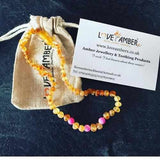 Girls Nurture Raw Unpolished Honey Pink Agate Baltic Amber Necklace Love Amber X