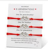 3 Generations Red String Heart Infinity Wish Bracelet Love Amber X Ltd