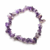 Pisces Birthstone Adult Elasticated Chip Bracelet Gift - Amethyst Love Amber X