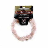 Taurus Birthstone Adult Elasticated Chip Bracelet Gift - Rose Quartz Love Amber X