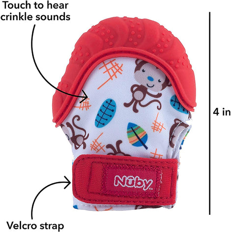 Nuby Baby Teething Mitt Red Glove 3+ Mths Nuby