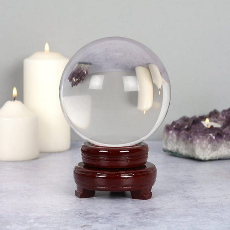 13cm Crystal Ball with Wooden Stand Something D