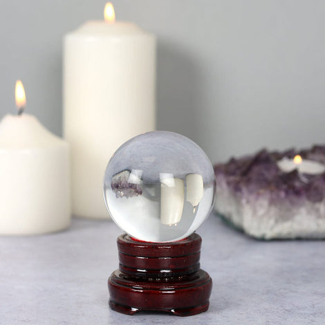 6cm Crystal Ball with Brown Wooden Stand Something D