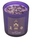 Air Element Neroli Purple Candle With Amethyst Pieces. Gemini, Libra and Aquarius Something D