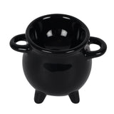 Black Shiny Cauldron Egg Cup with Broom Spoon Something D