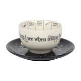 Black White Fortune Telling Ceramic Teacup. Something D