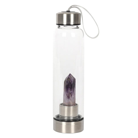 Genuine Amethyst Calming Glass Water Bottle Something D