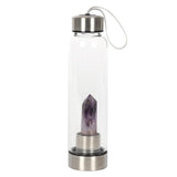 Genuine Amethyst Calming Glass Water Bottle Something D