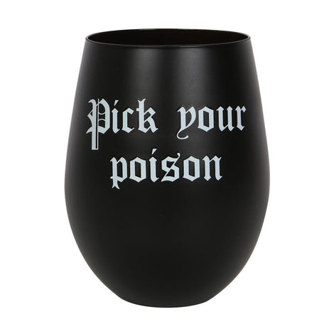 Gothic Pick Your Poison Black Stemless Wine Glass Something D