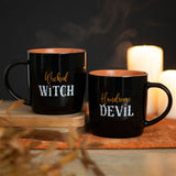 Wicked Witch and Handsome Devil Couples Black Mug Set