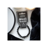 Black Obsidian Skull Stainless Steel Stretch Bead Bracelet