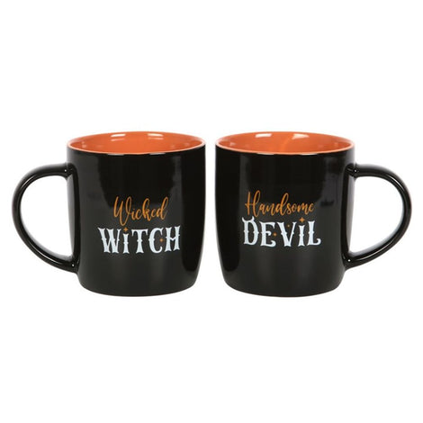 Wicked Witch and Handsome Devil Couples Black Mug Set