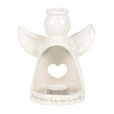 Angel By Your Side White Heart Shape Cut Out Tealight Holder