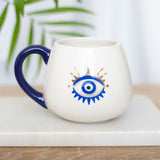 All Seeing Evil Eye Blue White Rounded Mug