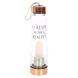 Rose Quartz Gemstone Crystal Create My Own Reality Glass Water Bottle