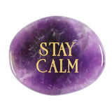 Stay Calm Purple Amethyst Crystal Palm Stone - Peace