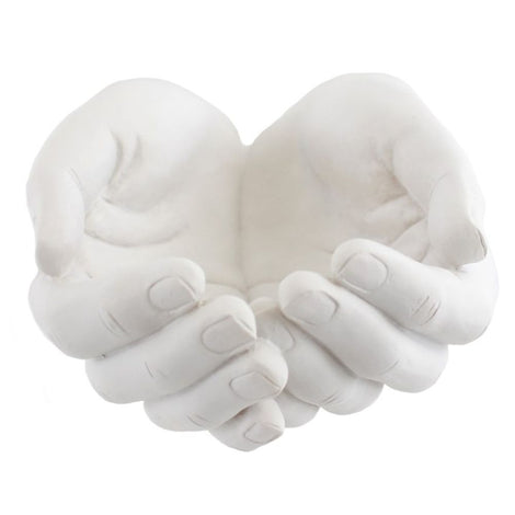 White Plaster Healing Hands Small Crystal Tumblestone Display