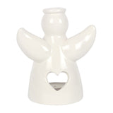 Angel By Your Side White Heart Shape Cut Out Tealight Holder