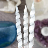 Round Point Selenite Spiral Wand - Clearing Blocked Energy