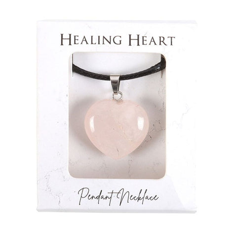 Rose Quartz Healing Crystal Love Heart Necklace