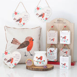 Robins Appear When Dad is Near - Winter Robin Hanging Heart Sign