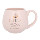 Fueled By Crystals and Coffee Rounded Mug - Pink & Gold