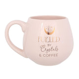 Fueled By Crystals and Coffee Rounded Mug - Pink & Gold