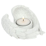 Glitter White Guardian Angel Wing Candle Holder