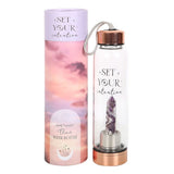 Purple Amethyst Set Your Intention Glass Gemstone Water Bottle