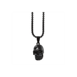 Gothic Black Obsidian Skull Stainless Steel Necklace
