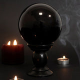 Large 13cm Black Crystal Ball on Stand