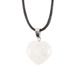 Clear Quartz Healing Crystal Heart Necklace - Clarity Peace Banish Negativity