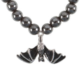 Hanging Gothic Stainless Steel Bat Hematite Charm Bracelet