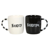 Naughty & Naughtier Couples Mug Set -  Black & White