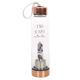 Purple Amethyst Set Your Intention Glass Gemstone Water Bottle