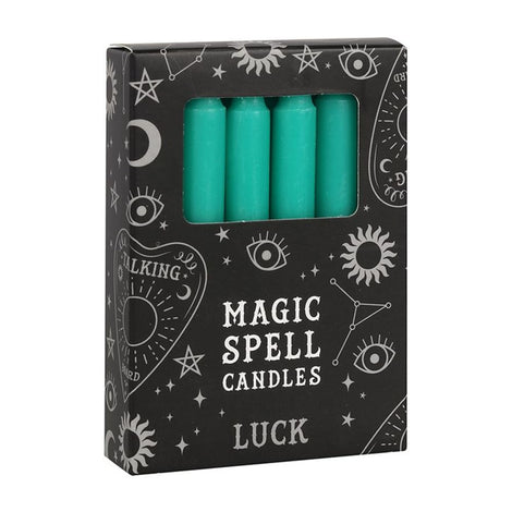 Set of 12 Green 'Luck' Spell Candles - Luck Money Fertility