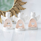 Angel By Your Side White Heart Shape Cut Out Tealight Holder