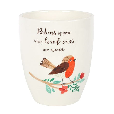 Winter Red Robin Ceramic Plant Pot