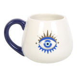 All Seeing Evil Eye Blue White Rounded Mug