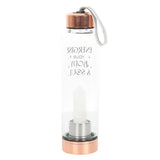 Clear Quartz Point Energise Your Body and Soul Glass Water Bottle