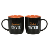 Wicked Witch and Handsome Devil Couples Black Mug Set