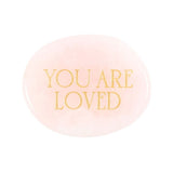 You Are Loved Pink Rose Quartz Crystal Palm Stone & Bag