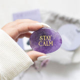 Stay Calm Purple Amethyst Crystal Palm Stone - Peace