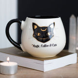 Magic, Coffee & Cats White Gold Black Rounded Mug