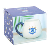 All Seeing Evil Eye Blue White Rounded Mug